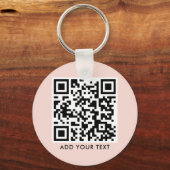 Aangepaste QR-codetekst Gematigde Blush Pink Busin Sleutelhanger (Voorkant)