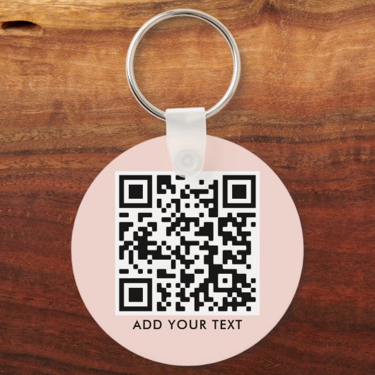 Aangepaste QR-codetekst Gematigde Blush Pink Busin Sleutelhanger (Voorkant)
