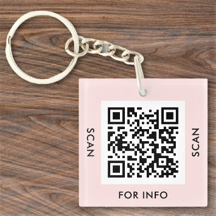 Aangepaste QR-codetekst Gematigde Blush Pink Busin Sleutelhanger