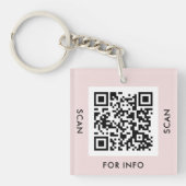 Aangepaste QR-codetekst Gematigde Blush Pink Busin Sleutelhanger (Voorkant)
