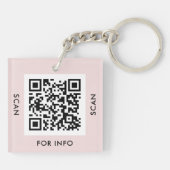 Aangepaste QR-codetekst Gematigde Blush Pink Busin Sleutelhanger (Achterkant)