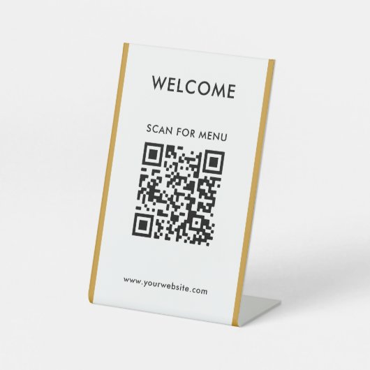 Aangepaste QR-codetekst Moderne zakelijke voetafdr Reclamebord Met Voetstuk (Voorkant)