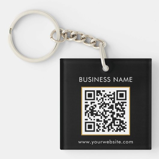 Aangepaste QR-codetekst Moderne zwarte witboeken Sleutelhanger (Voorkant)