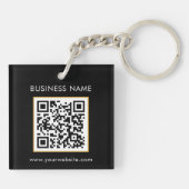 Aangepaste QR-codetekst Moderne zwarte witboeken Sleutelhanger (Achterkant)