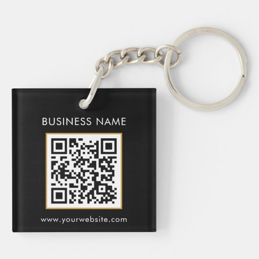 Aangepaste QR-codetekst Moderne zwarte witboeken Sleutelhanger (Achterkant)