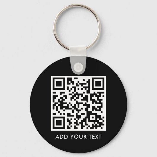 Aangepaste QR-codetekst Moderne zwarte witboeken Sleutelhanger (Voorkant)