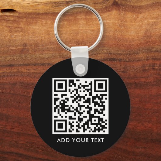 Aangepaste QR-codetekst Moderne zwarte witboeken Sleutelhanger (Voorkant)