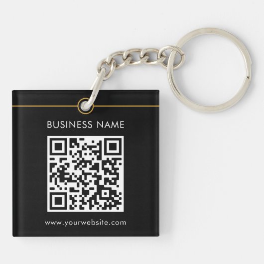 Aangepaste QR-codetekst Moderne zwarte witboeken Sleutelhanger (Achterkant)