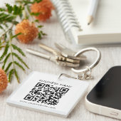 Aangepaste QR-codetekst Moderne zwarte witboeken Sleutelhanger (Voorkant Rechts)