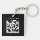 Aangepaste QR-codetekst Moderne zwarte witboeken Sleutelhanger (Achterkant)