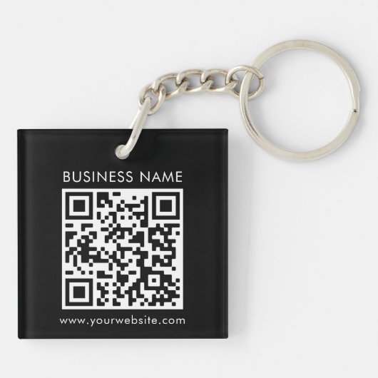 Aangepaste QR-codetekst Moderne zwarte witboeken Sleutelhanger (Achterkant)