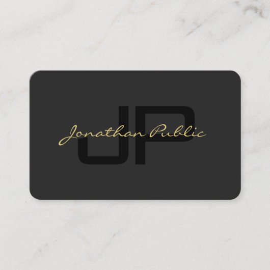 Aangepaste QR-codetypografie Gold Text Name Script Visitekaartje (Voorkant)