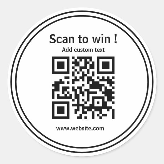 aangepaste qr-codewedstrijd witte url eenvoudige S Ronde Sticker (Voorkant)