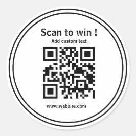 aangepaste qr-codewedstrijd witte url eenvoudige S Ronde Sticker