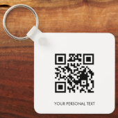 Aangepaste QR-contactinfo Minimaal ontwerp met wit Sleutelhanger (Voorkant)
