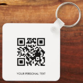 Aangepaste QR-contactinfo Minimaal ontwerp met wit Sleutelhanger (Achterkant)
