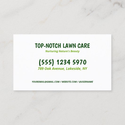 Aangepaste QR grasmaaier Visitekaartje (Achterkant)