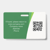Aangepaste QR Green Corporate Employee Photo Name Badge (Achterkant)
