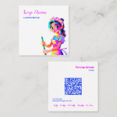 Aangepaste QR huishoudster Vierkante Visitekaartje (Voorkant / Achterkant)