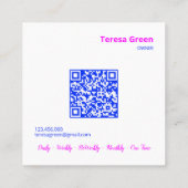 Aangepaste QR huishoudster Vierkante Visitekaartje (Achterkant)