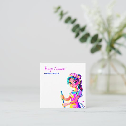 Aangepaste QR huishoudster Vierkante Visitekaartje (Staand voorkant)