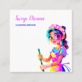 Aangepaste QR huishoudster Vierkante Visitekaartje (Voorkant)