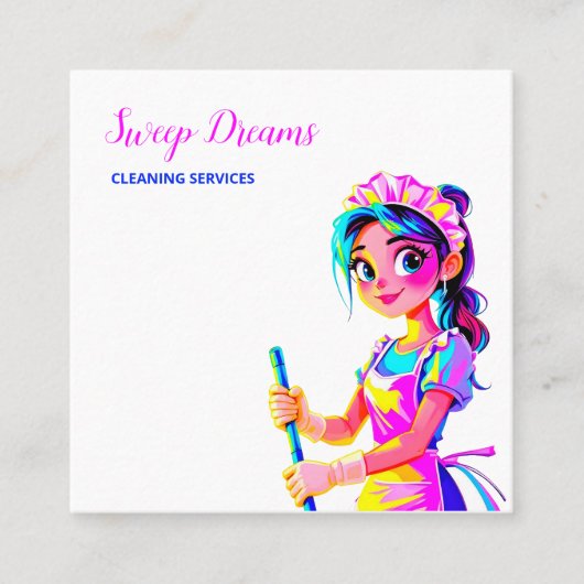 Aangepaste QR huishoudster Vierkante Visitekaartje (Voorkant)