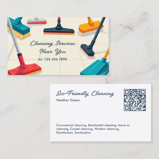 Aangepaste QR-reiniging Visitekaartje (Voorkant / Achterkant)