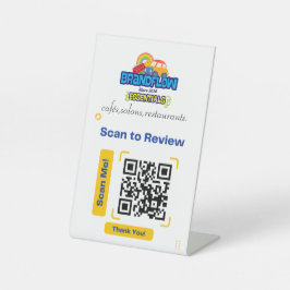 Aangepaste QR Review Tafel Sign met Logo Reclamebord Met Voetstuk