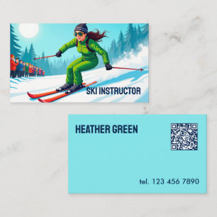 Aangepaste QR Ski Instructor Visitekaartje
