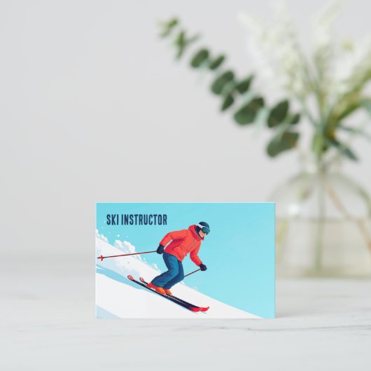 Aangepaste QR Ski Instructor Visitekaartje (Staand voorkant)