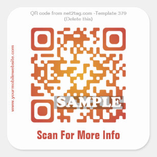 Aangepaste QR-sticker (QR-code sjabloon 379) Vierkante Sticker