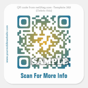Aangepaste QR-sticker (QR-code sjabloon 382) Vierkante Sticker