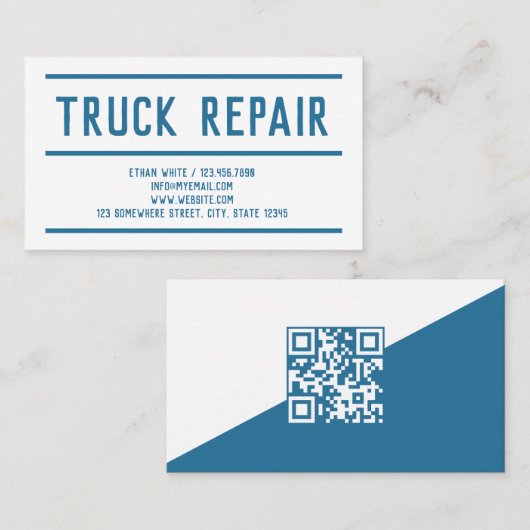 Aangepaste QR Truck Reparatie Visitekaartje (Voorkant / Achterkant)