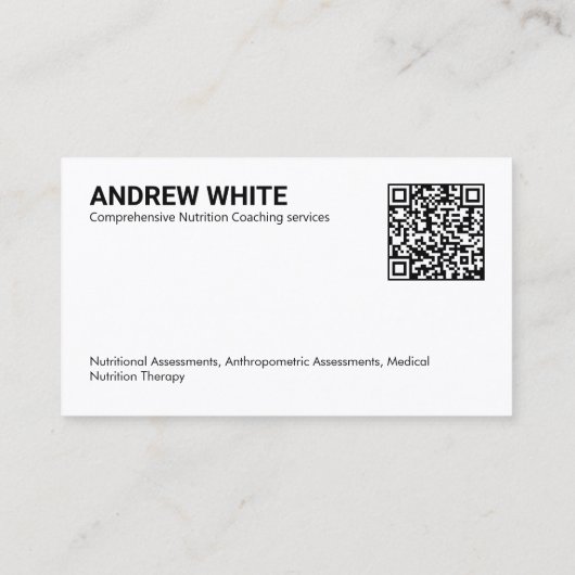 Aangepaste QR Voedingscoach Visitekaartje (Achterkant)