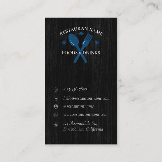 Aangepaste QRCode Houten Getextureerde Restaurant Visitekaartje (Achterkant)