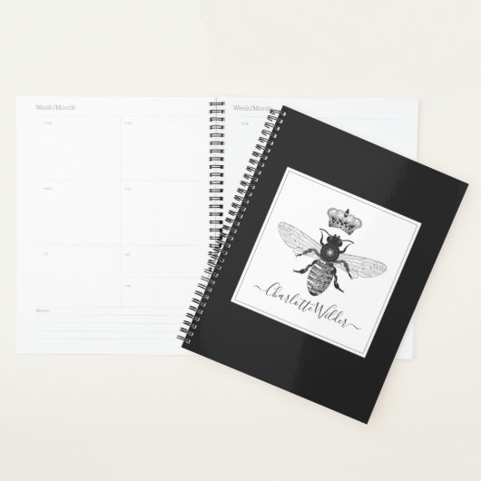 Aangepaste Queen Bee en Crown Script Handtekening  Planner (Display)