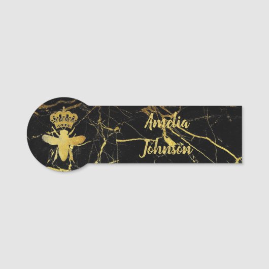 Aangepaste QUEEN BEE Gold Black Badge Pin Magnetic (Voorkant)