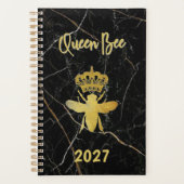 Aangepaste QUEEN BEE Gouden Marmer Ongedateerde Ma Planner (Voorkant)