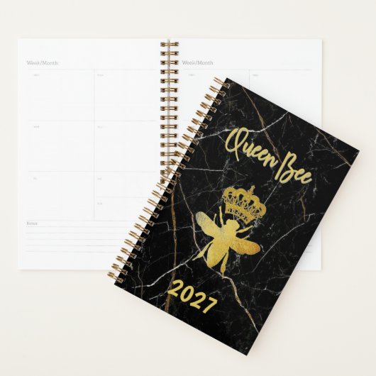Aangepaste QUEEN BEE Gouden Marmer Ongedateerde Ma Planner (Display)