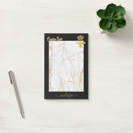 Aangepaste QUEEN BEE Marmer Goud School Benodigdhe Post-it® Notes (Kantoor)