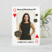 Aangepaste Queen of Hearts verjaardagsuitnodiging, Kaart (Staand voorkant)