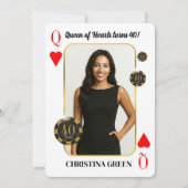 Aangepaste Queen of Hearts verjaardagsuitnodiging, Kaart (Voorkant)
