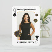 Aangepaste Queen of Spades verjaardagsuitnodiging, Kaart (Staand voorkant)