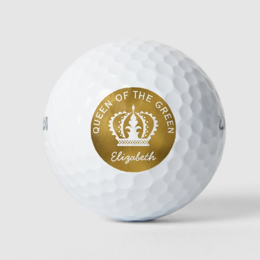 Aangepaste Queen of the Green Gouden Kroon Golfballen (Voorkant)
