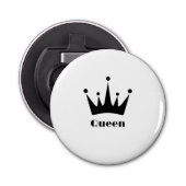 Aangepaste Queen Tekst Zwart Kleur Crown Afbeeldin Button Flesopener (Voorkant)