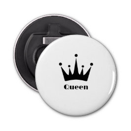 Aangepaste Queen Tekst Zwart Kleur Crown Afbeeldin Button Flesopener