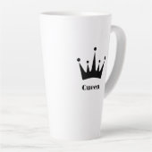 Aangepaste Queen Tekst Zwart Kleur Crown Afbeeldin Latte Mok (Rechterhoek)