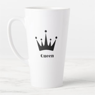 Aangepaste Queen Tekst Zwart Kleur Crown Afbeeldin Latte Mok