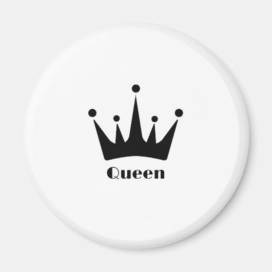 Aangepaste Queen Tekst Zwart Kleur Crown Afbeeldin Magneet (Voorkant)